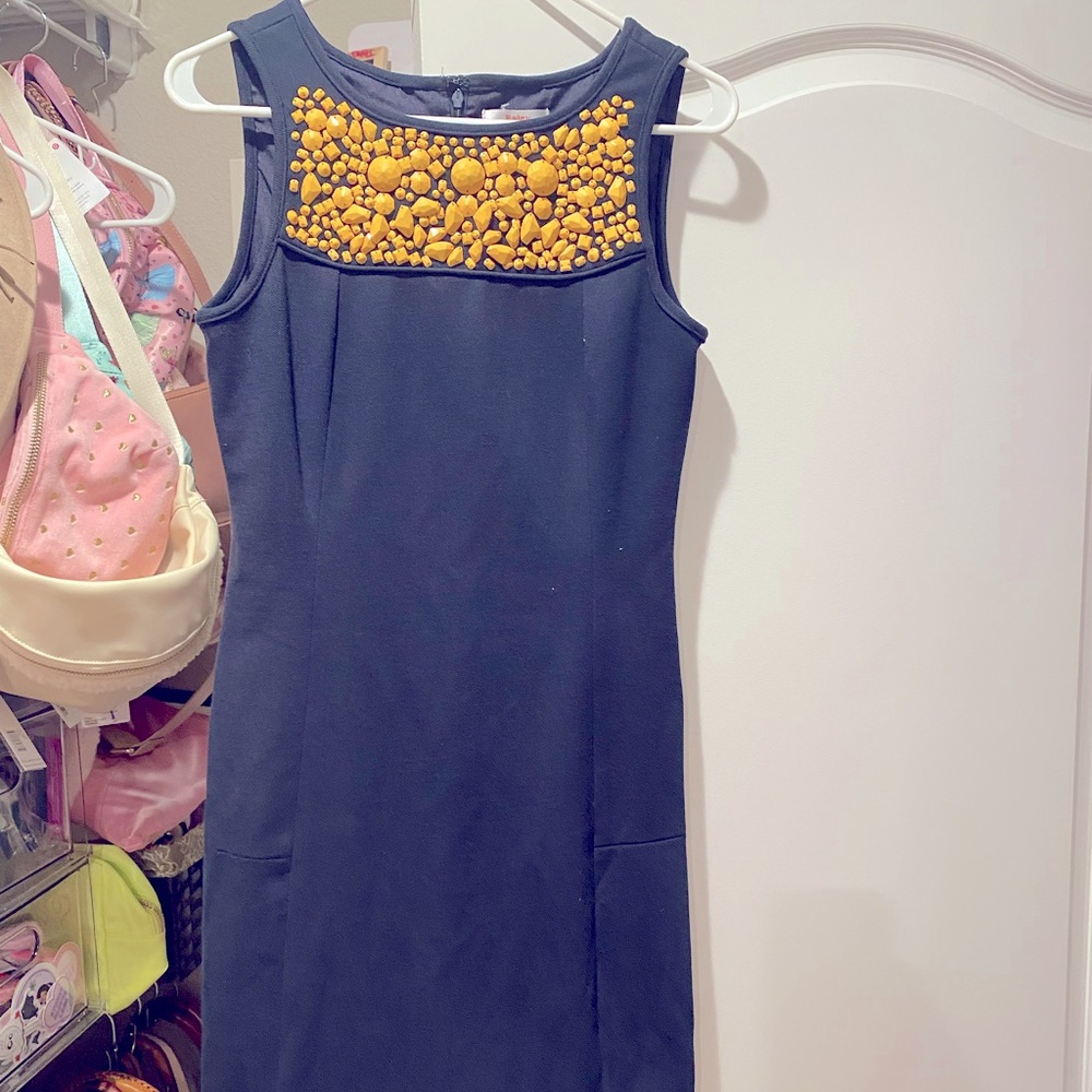 Esley Navy/yellow beaded dress- size medium